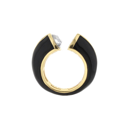 Triplet Ring by Lauren G Adams black enamel with goldtone edge and crystal accent on Tampa Home & Garden Store