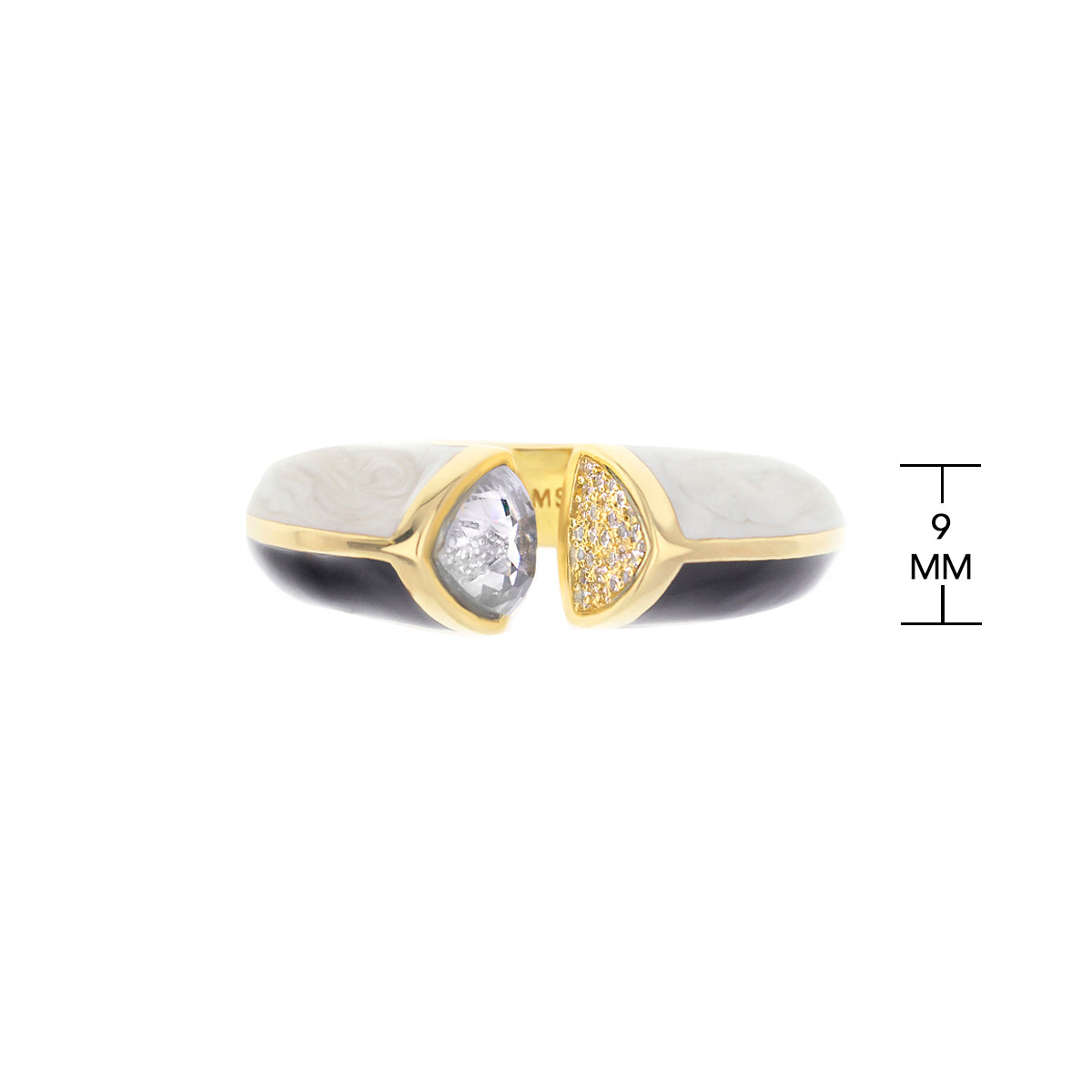 Triplet Ring by Lauren G Adams, two-tone gold cocktail ring with marble enamel and pavé diamonds on Tampa Home & Garden Store