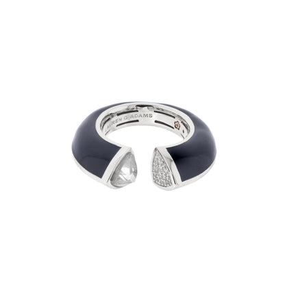 Triplet Ring cocktail ring in navy enamel with silver ends, clear gem and pave end, Lauren G Adams on Tampa Home & Garden Store