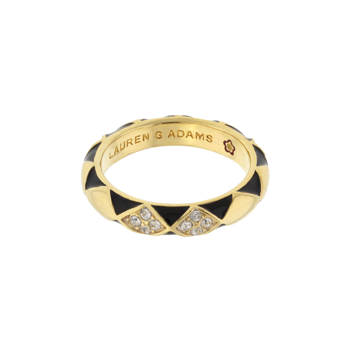 Twisted Passion Ring gold stackable ring with black enamel triangles and diamonds Lauren G Adams on Tampa Home & Garden Store