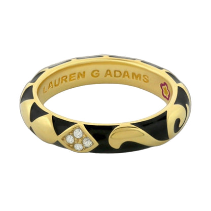 Twisted Passion Ring by Lauren G Adams, yellow gold tone with black enamel, diamond accents on Tampa Home & Garden Store