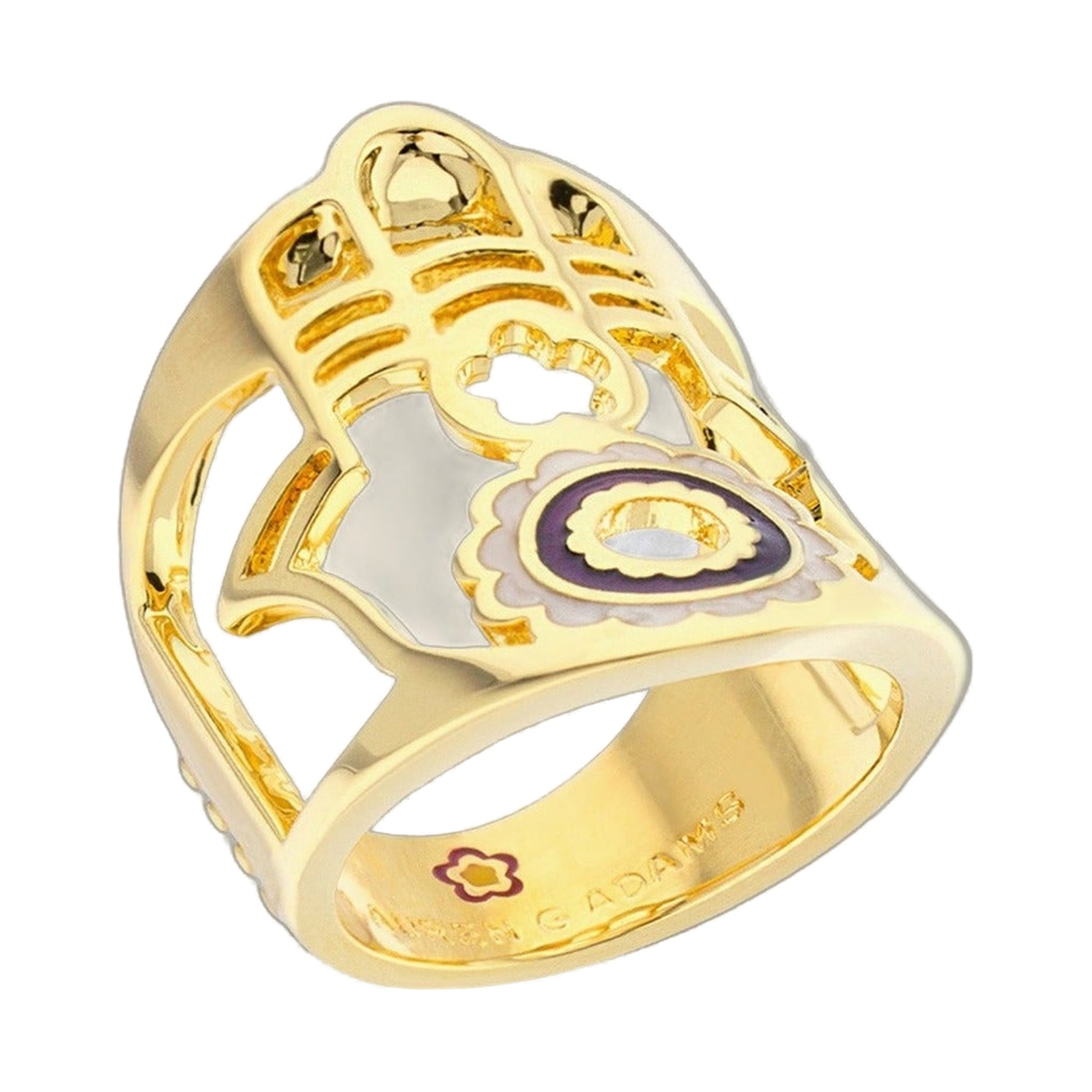 Lucky Hamsa Ring gold-tone with purple enamel accent by Lauren G Adams religious ring on Tampa Home & Garden Store