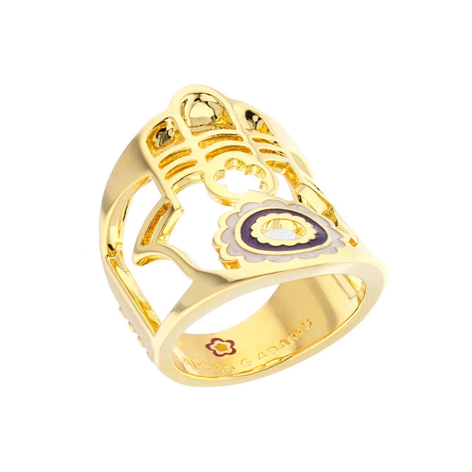 Lucky Hamsa Ring gold-tone with purple enamel and openwork palm motif by Lauren G Adams on Tampa Home & Garden Store
