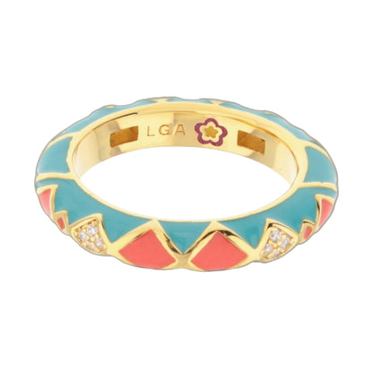 Fierce Edge Stackable Ring by Lauren G Adams, turquoise enamel with a gold-tone band on Tampa Home & Garden Store