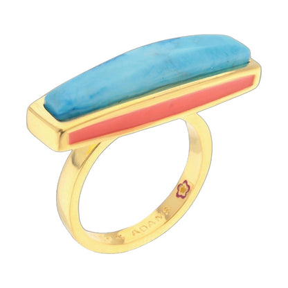 Retro Hippie Chic Ring by Lauren G Adams; blue turquoise cabochon on gold band on Tampa Home & Garden Store