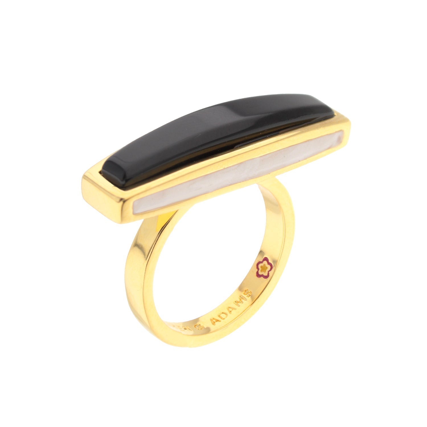 Retro Hippie Chic Ring by Lauren G Adams gold tone band with black onyx centerpiece on Tampa Home & Garden Store