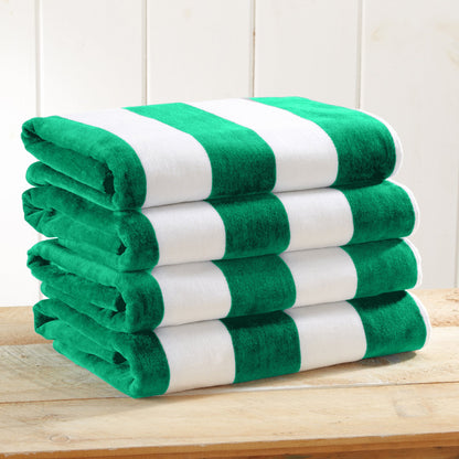 Cotton And Velour Cabana Stripe Beach Towel