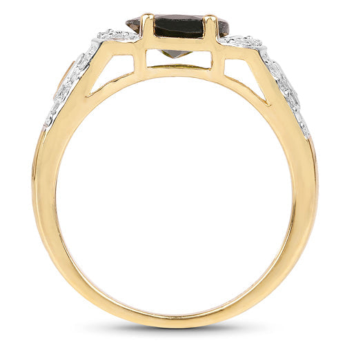 18K yellow gold plated ring with black center stone and topaz accents on sterling silver on Tampa Home & Garden Store