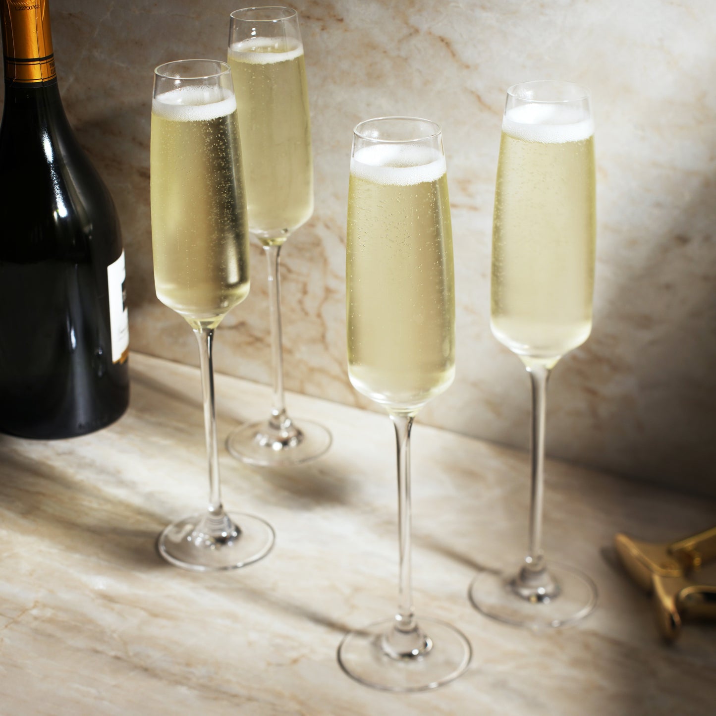 Set of Four Crystal Sparkling Wine Glasses