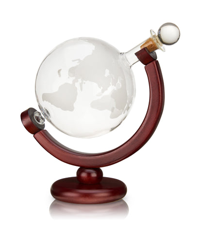 Viski Globe Decanter Made With Wood And Glass
