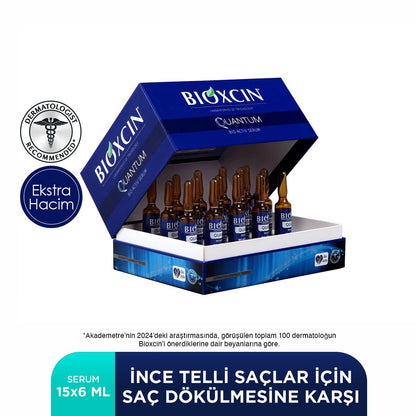 Bioxcin Quantum Bio-Activ Serum display with multiple brown glass ampoules in a blue box on Tampa Home & Garden Store