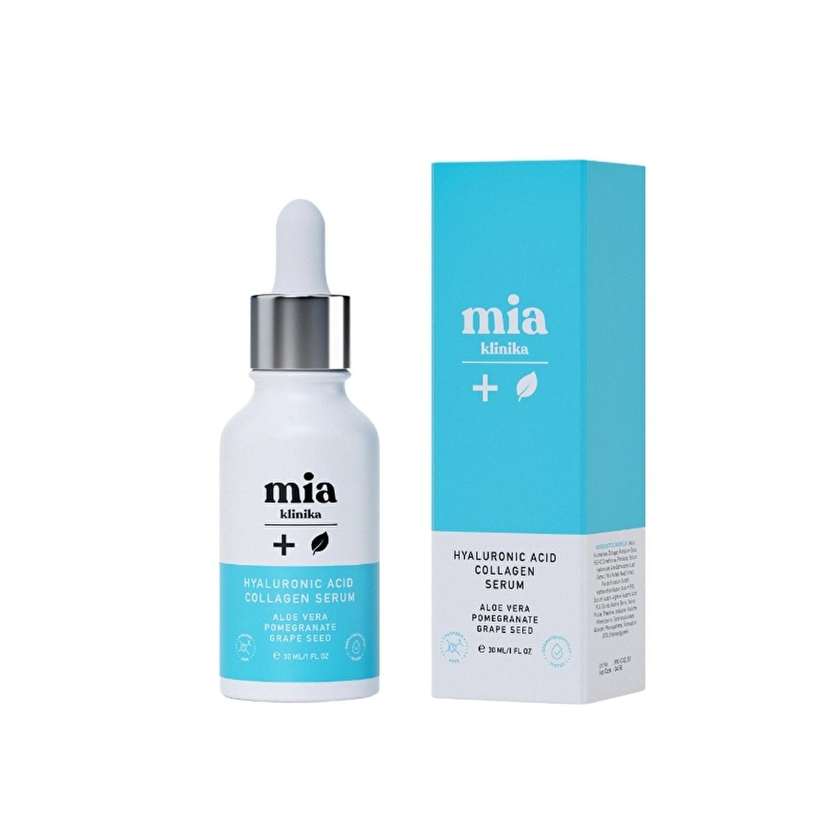Face Serum Beauty Care Bag Mia Klinika Hyaluronic Acid Collagen bottle and blue box set on Tampa Home & Garden Store