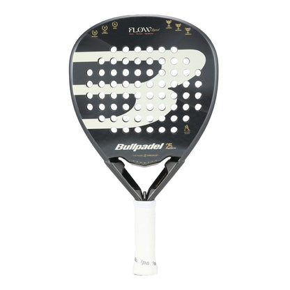 Padel racket Bullpadel Flow Legend 26, black with white perforated face and white grip on Tampa Home & Garden Store