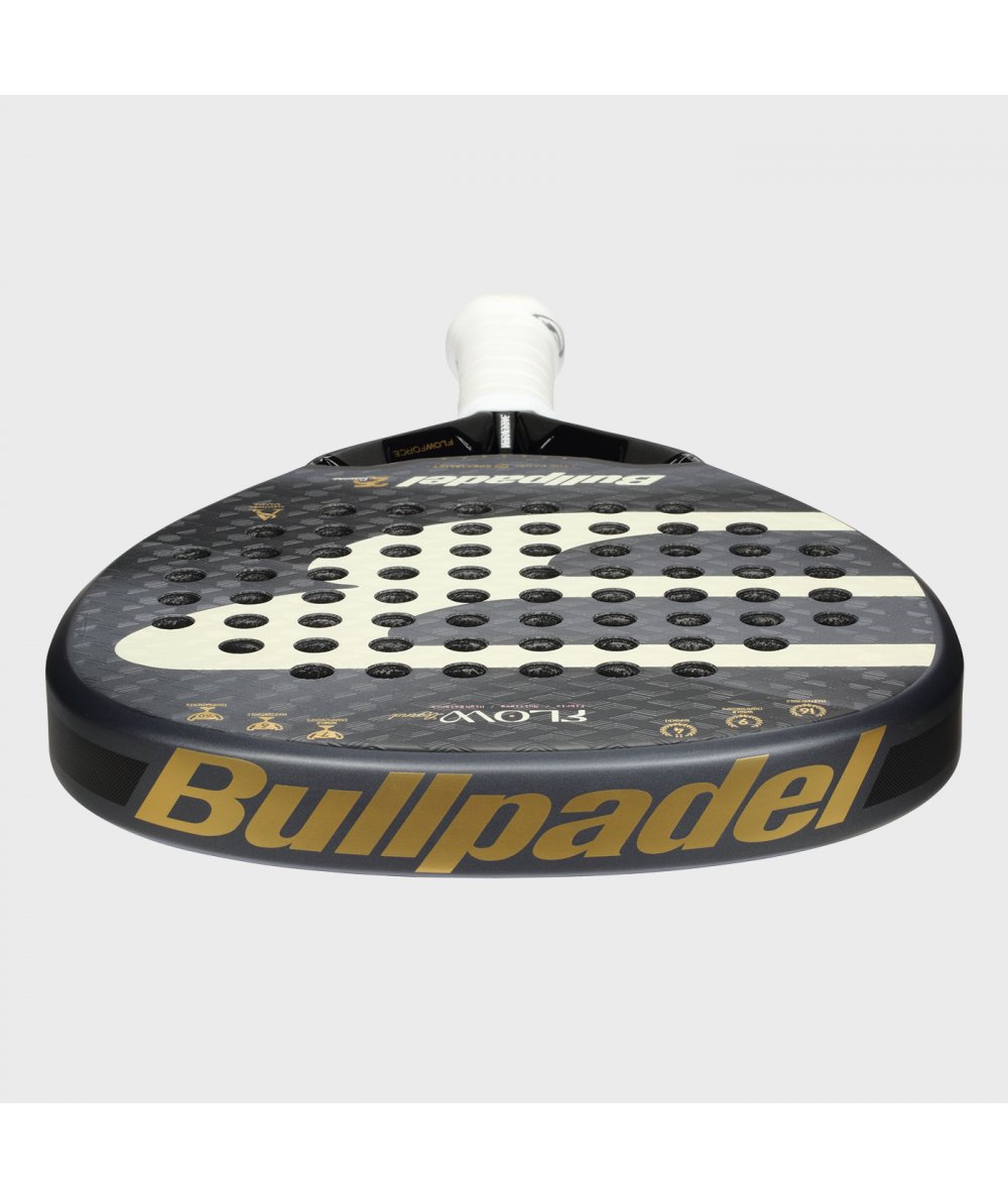 Padel racket Flow Legend 26 by Bullpadel, dark gray with gold branding and white grip on Tampa Home & Garden Store