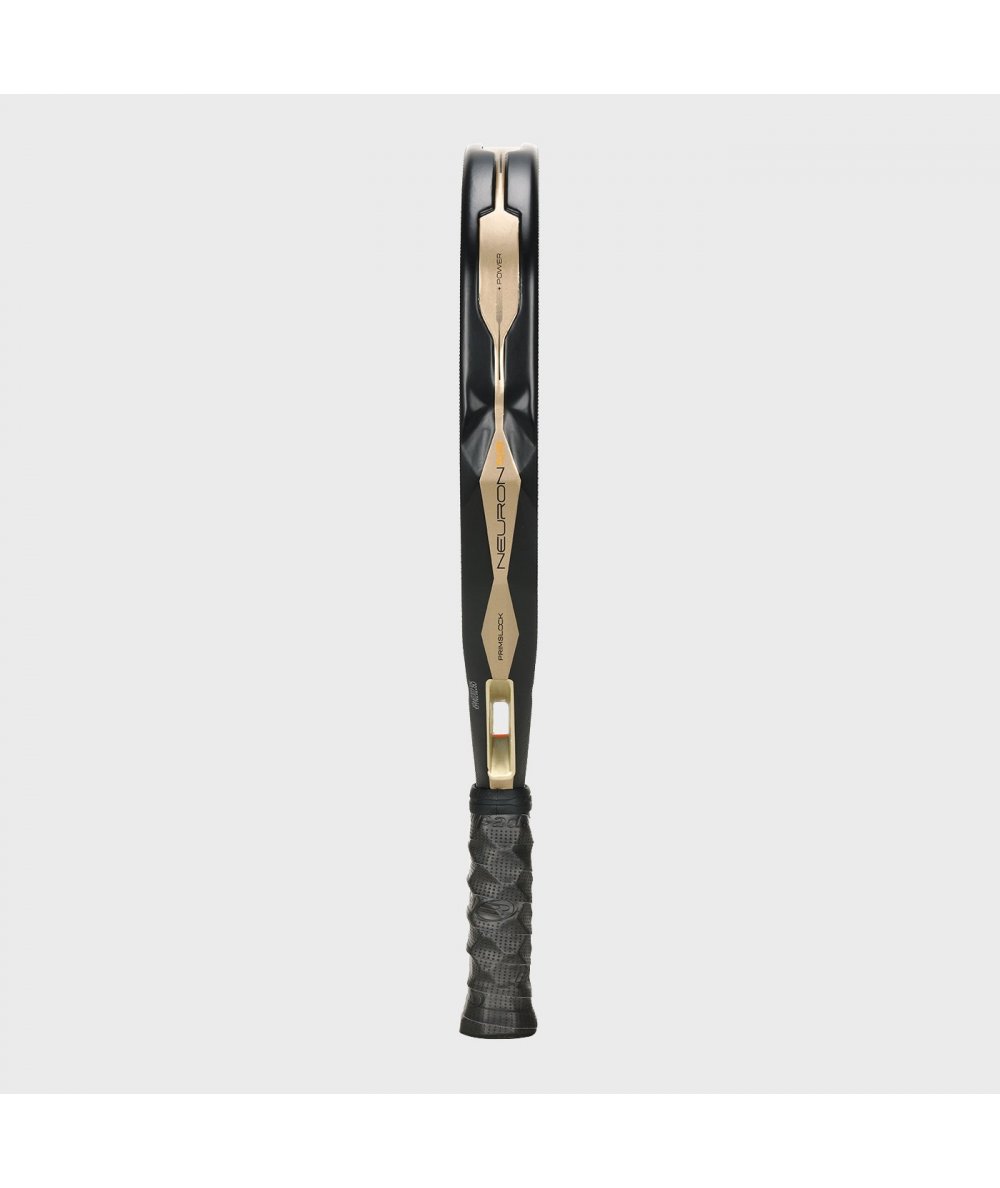 Padel racket Neuron 02 26 in black with gold center stripe and textured grip on Tampa Home & Garden Store