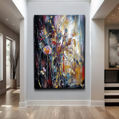 Abstract Bright Radiance Wall Art on Canvas with colorful strokes in blue, yellow and red on Tampa Home & Garden Store