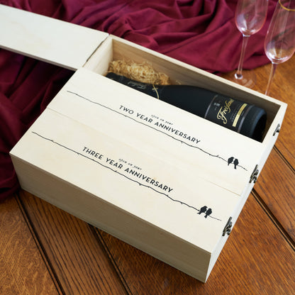Wooden Wine Box for Newlyweds and Anniversaries