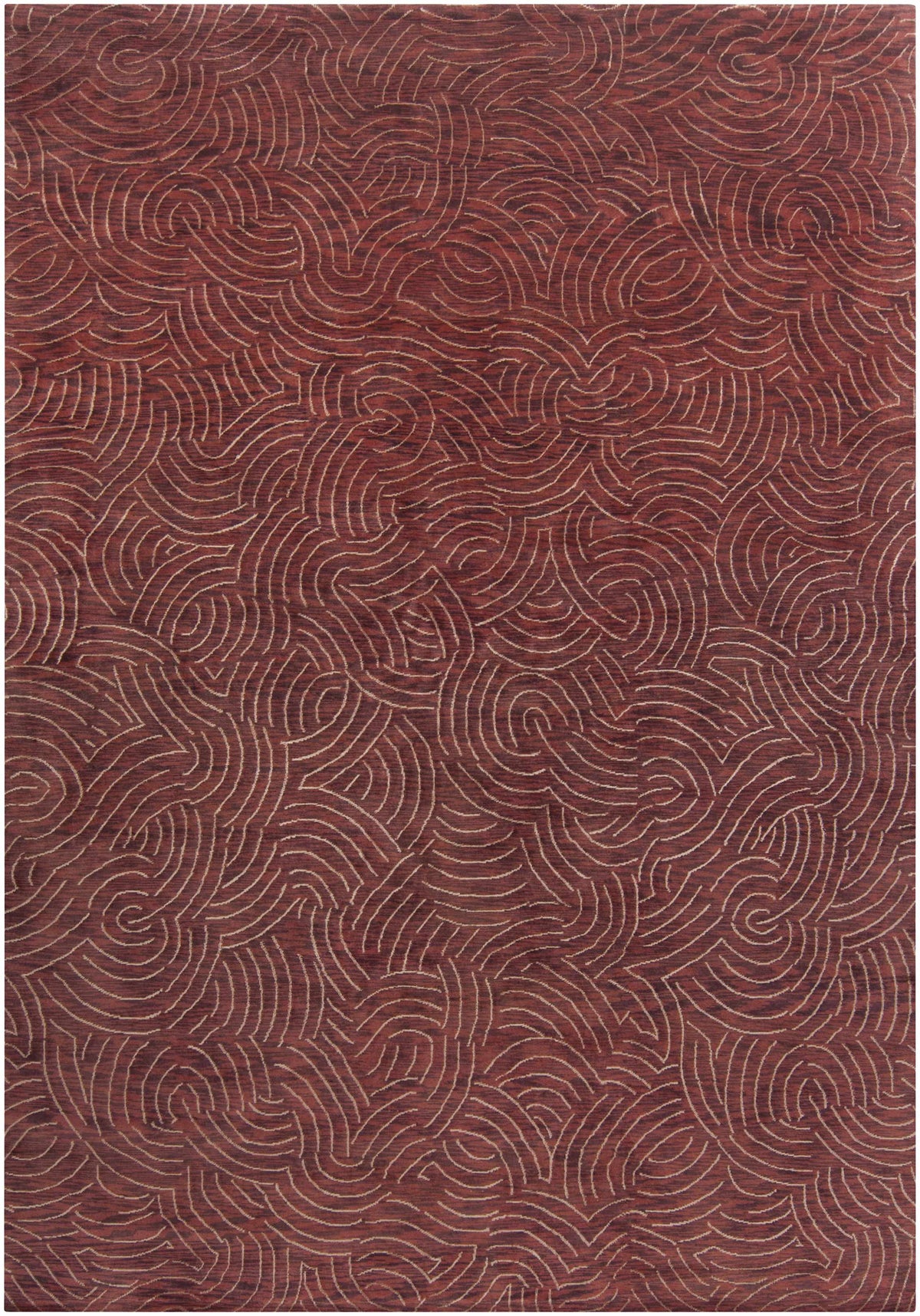 Rankin Area Carpet rug in deep maroon with cream swirling line pattern on Tampa Home & Garden Store