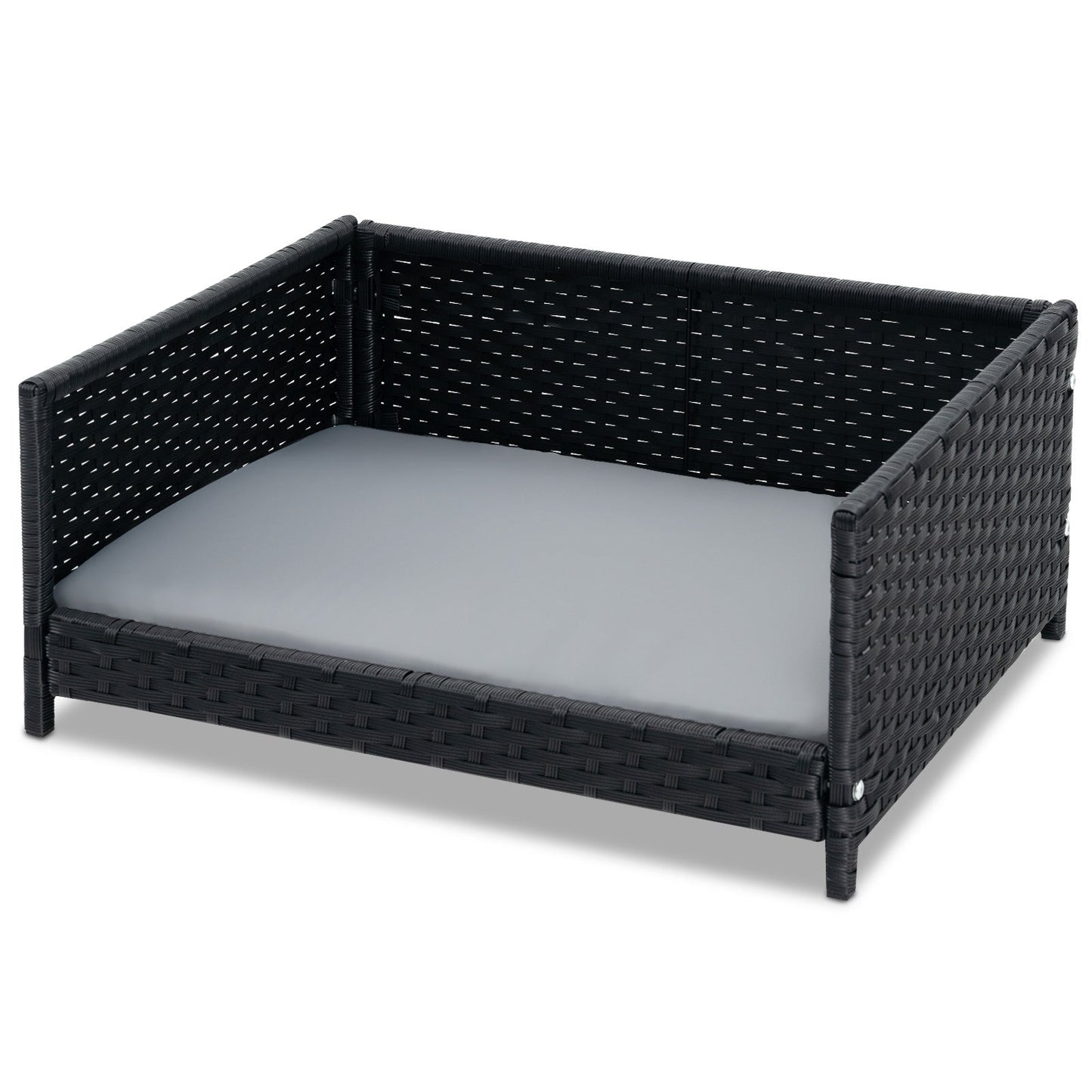 Rattan dog bed with gray waterproof cushion for small to medium dogs and cats on Tampa Home & Garden Store