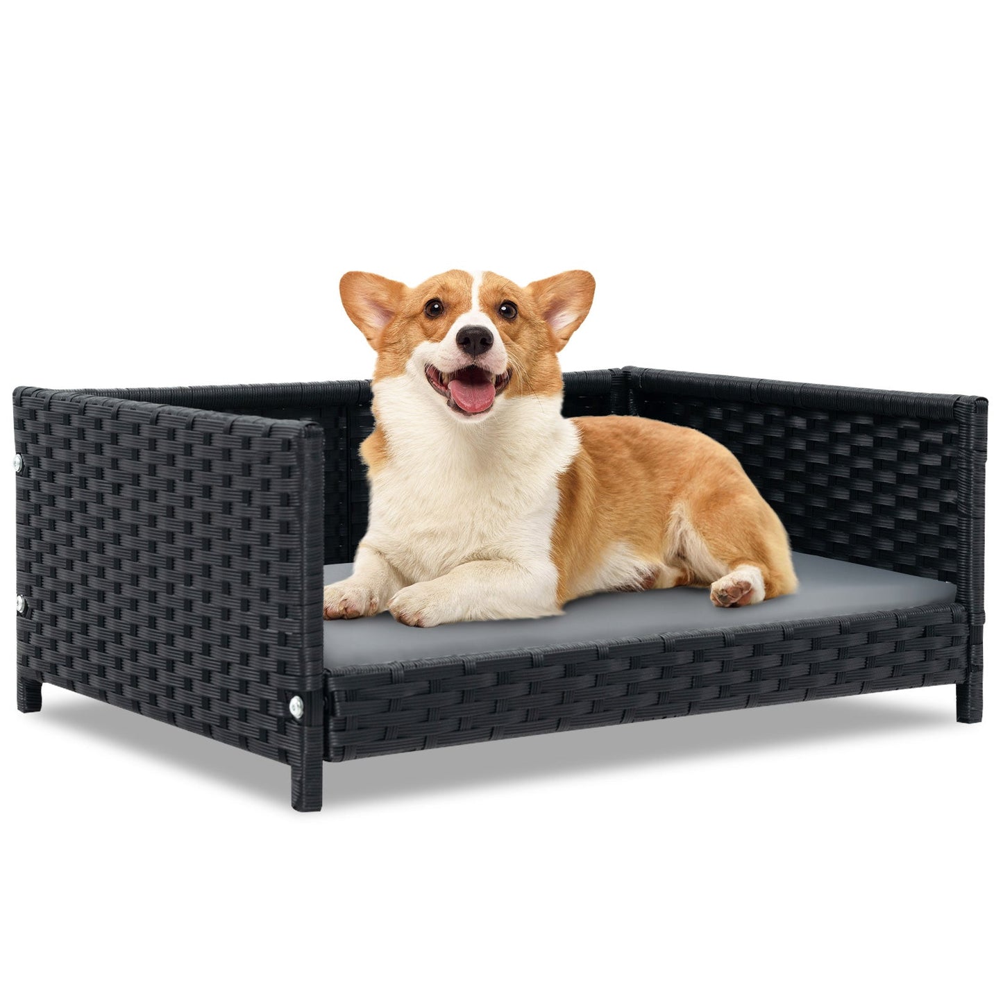 Rattan dog bed with waterproof gray cushion DirectDeals pet cot on Tampa Home & Garden Store