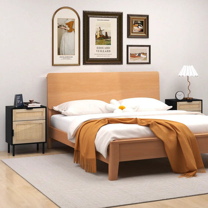 Rattan nightstand set of 2 with drawers and cabinet in natural finish, woven fronts, DirectDeals on Tampa Home & Garden Store