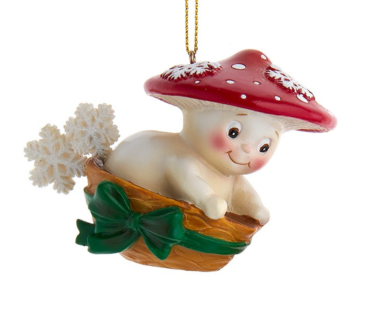 Décoration Petit Champignon Joyeux - Luge dans un bol