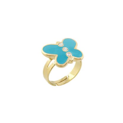 Petite Butterfly Ring gold with turquoise butterfly and crystal accents by Lauren G Adams on Tampa Home & Garden Store