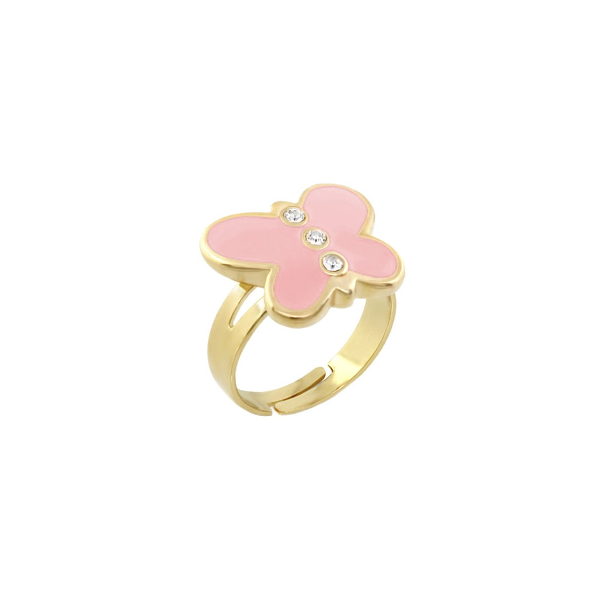 Petite butterfly ring in pink enamel with gold-tone band, Lauren G Adams on Tampa Home & Garden Store