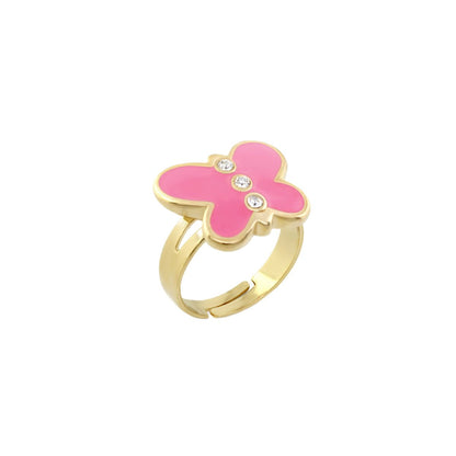 Petite Butterfly Ring gold with pink enamel butterfly and crystals Lauren G Adams girls ring on Tampa Home & Garden Store