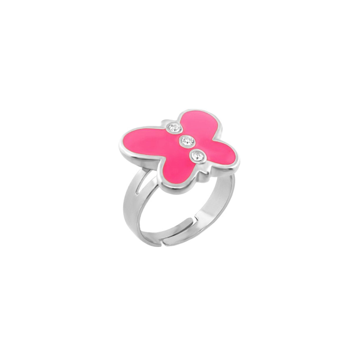 Petite butterfly ring with pink enamel and crystal accents on silver-tone band Lauren G Adams on Tampa Home & Garden Store