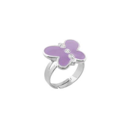 Petite Butterfly Ring lavender enamel with silver band and 3 stones Lauren G Adams on Tampa Home & Garden Store
