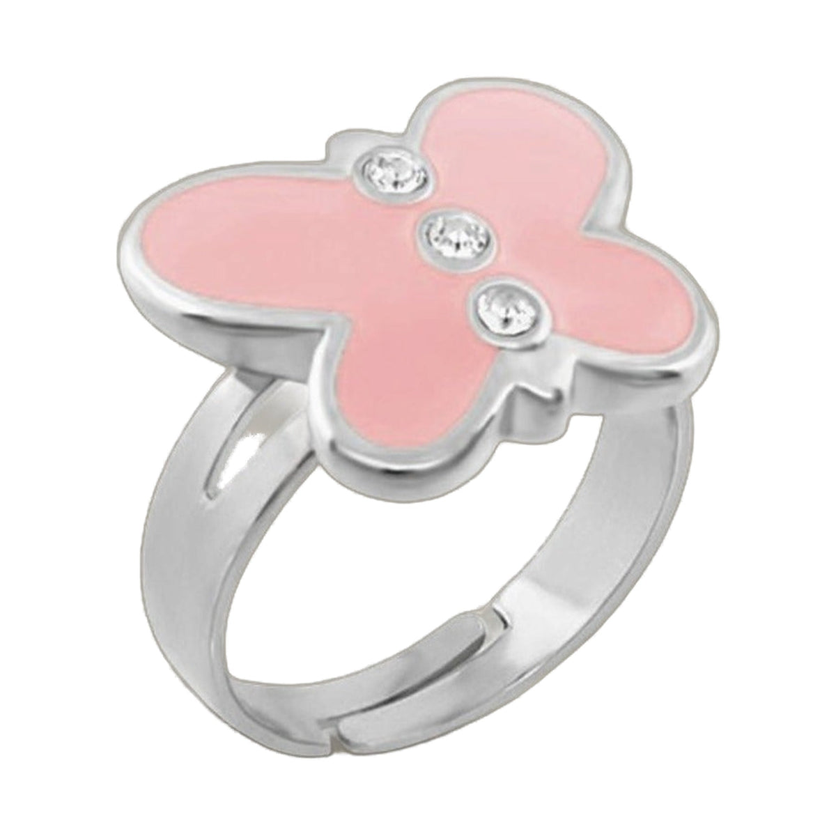 Petite Butterfly Ring in pink enamel with crystal accents on a silver band by Lauren G Adams on Tampa Home & Garden Store