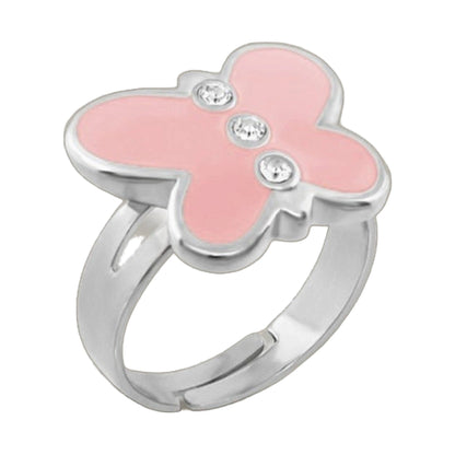 Petite Butterfly Ring in pink enamel with crystal accents on a silver band by Lauren G Adams on Tampa Home & Garden Store