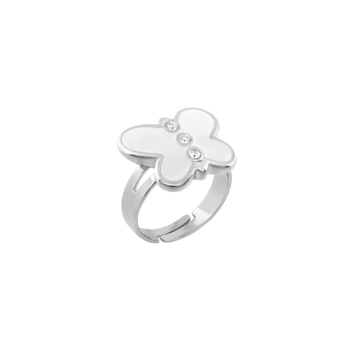 Petite Butterfly Ring by Lauren G Adams, silver ring with butterfly top and crystals on Tampa Home & Garden Store