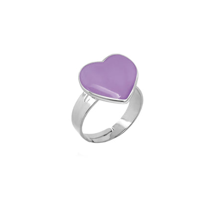 Heart Stackable Children's Ring, lavender purple enamel, silver band, Lauren G Adams on Tampa Home & Garden Store