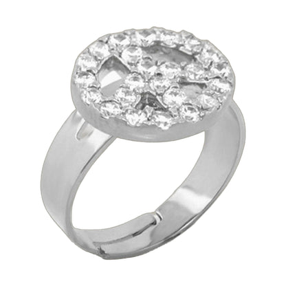 Peace Sign Ring by Lauren G Adams, silver-tone girls' ring with pave crystal cluster on Tampa Home & Garden Store