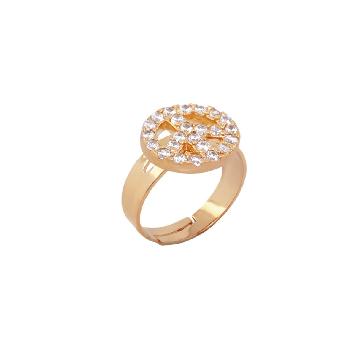 Peace Sign Ring by Lauren G Adams, gold tone ring with pave crystals on Tampa Home & Garden Store