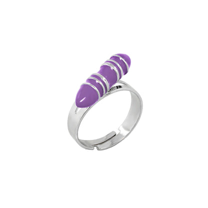 Ring with purple crayon centerpiece on silver band, Lauren G Adams stackable design on Tampa Home & Garden Store