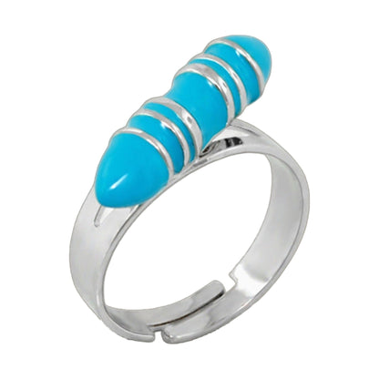 Girls' Sweet Blue Stackable Crayon Ring in blue enamel with silver bands on Tampa Home & Garden Store