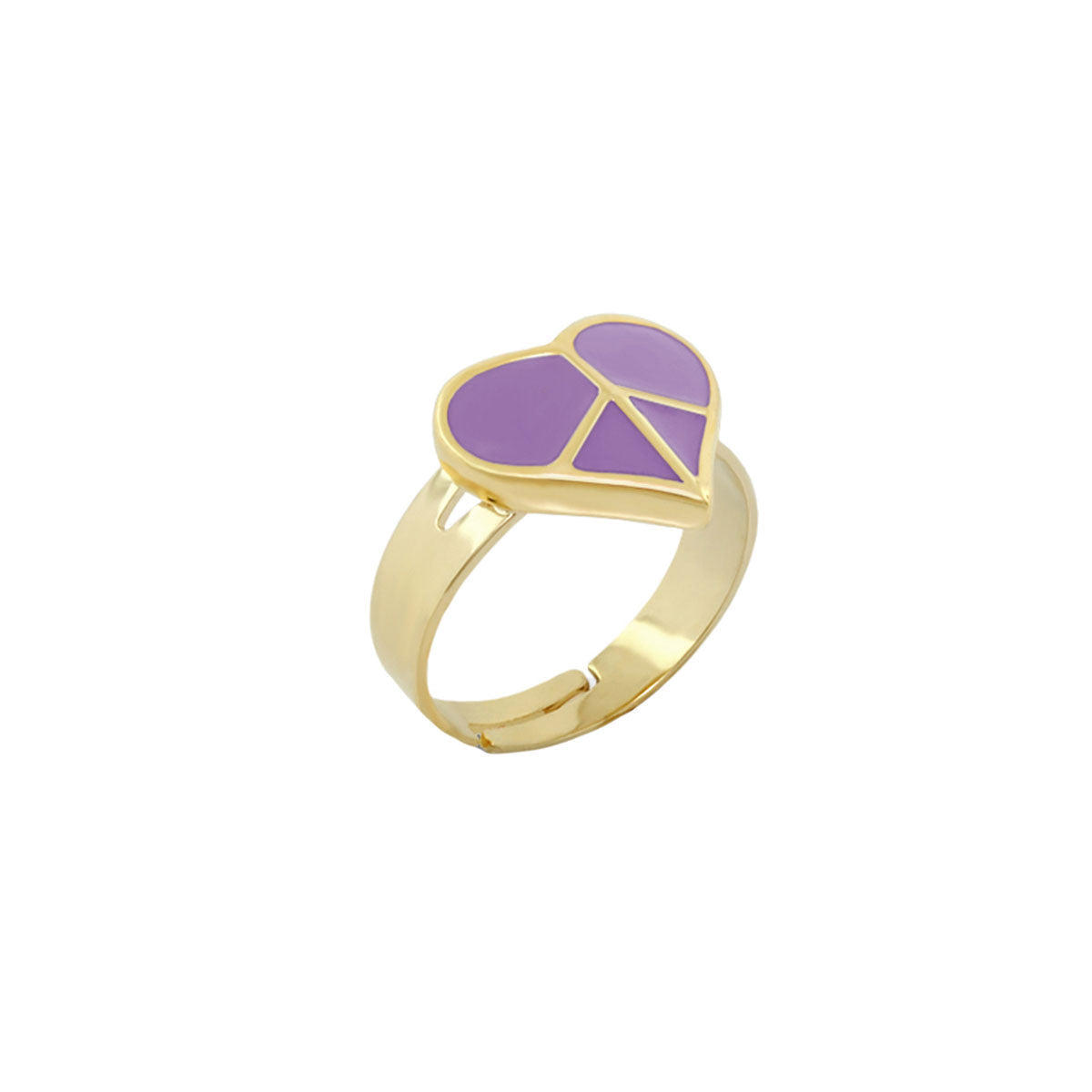 Peace Sign Girls Stackable Ring gold-tone band with purple enamel heart by Lauren G Adams on Tampa Home & Garden Store