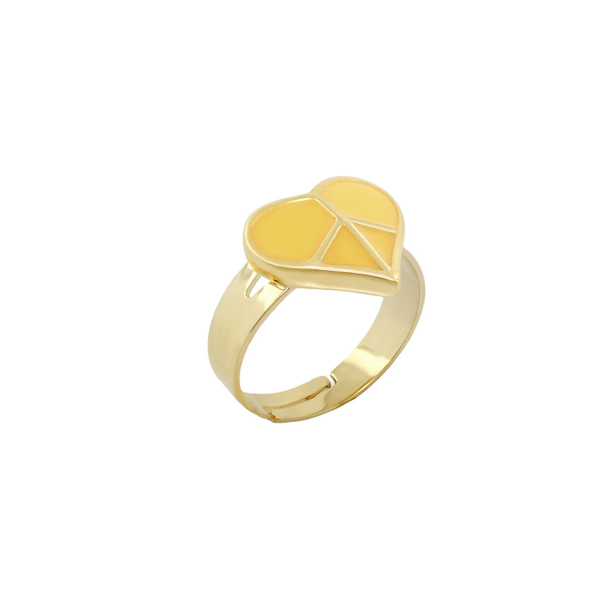 Peace Sign Girls Stackable Ring gold tone yellow enamel heart design by Lauren G Adams on Tampa Home & Garden Store