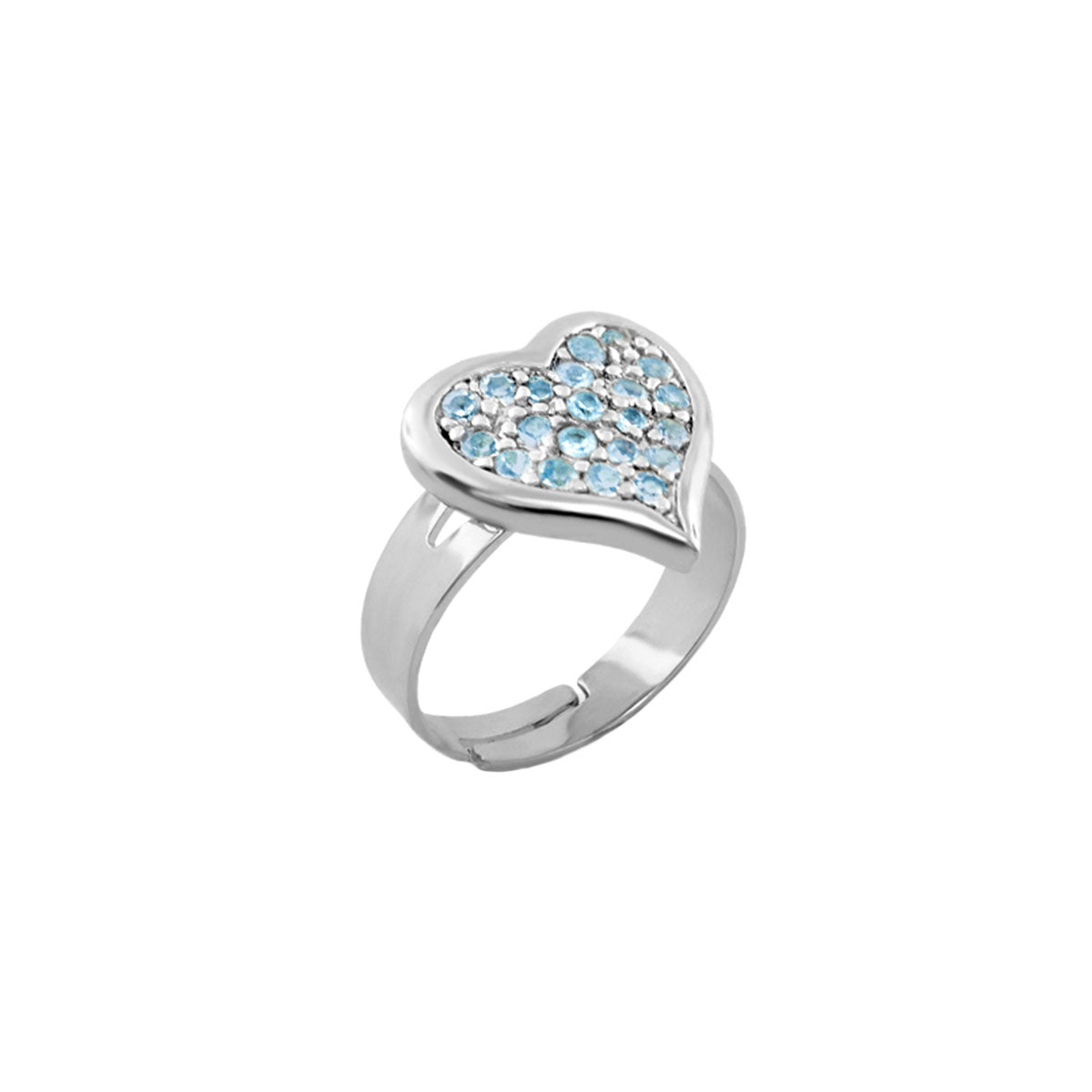 Kids Ring With Heart in silver with blue crystals, Lauren G Adams Girl's Collection Rings on Tampa Home & Garden Store