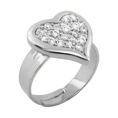 Kids ring With Heart by Lauren G Adams, silver-tone band with pavé crystal heart centerpiece on Tampa Home & Garden Store