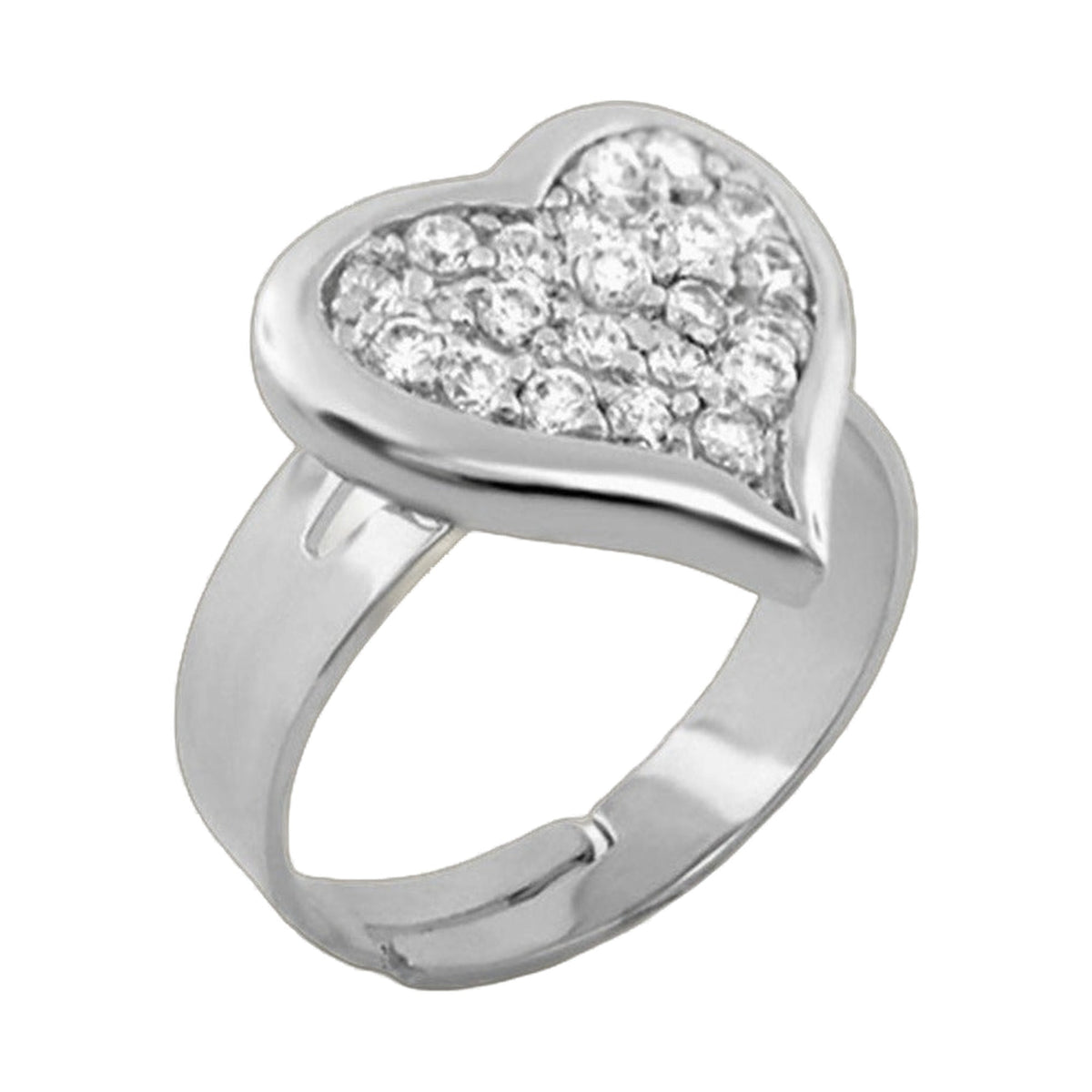 Kids ring with heart cluster and sparkling crystals in silver-tone metal on Tampa Home & Garden Store