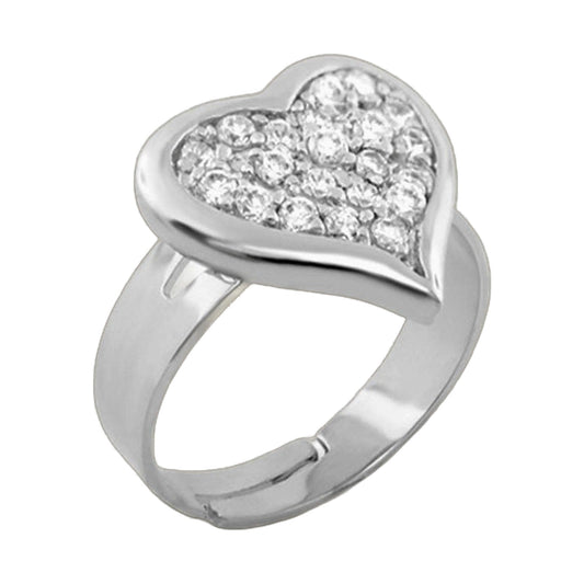 Kids ring with heart cluster and sparkling crystals in silver-tone metal on Tampa Home & Garden Store