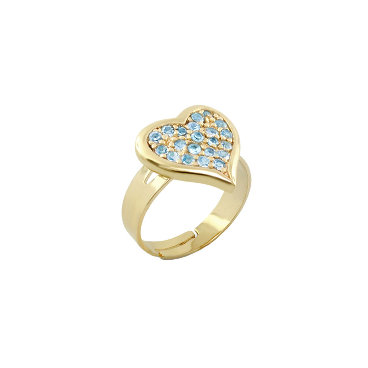 Kids Ring With Heart, gold-tone band with blue stones, Lauren G Adams on Tampa Home & Garden Store