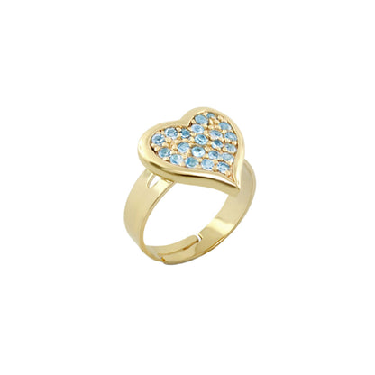 Kids Ring With Heart, gold-tone band with blue stones, Lauren G Adams on Tampa Home & Garden Store