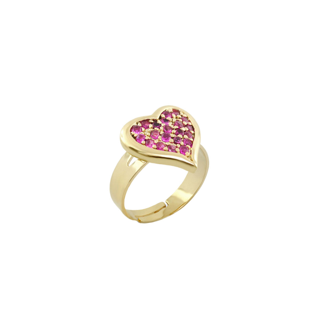 Kids Ring With Heart in gold tone with pink crystal heart stones by Lauren G Adams on Tampa Home & Garden Store