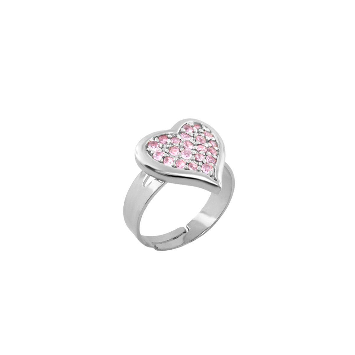 Kids Ring With Heart by Lauren G Adams, silver-tone band with pink crystals on Tampa Home & Garden Store