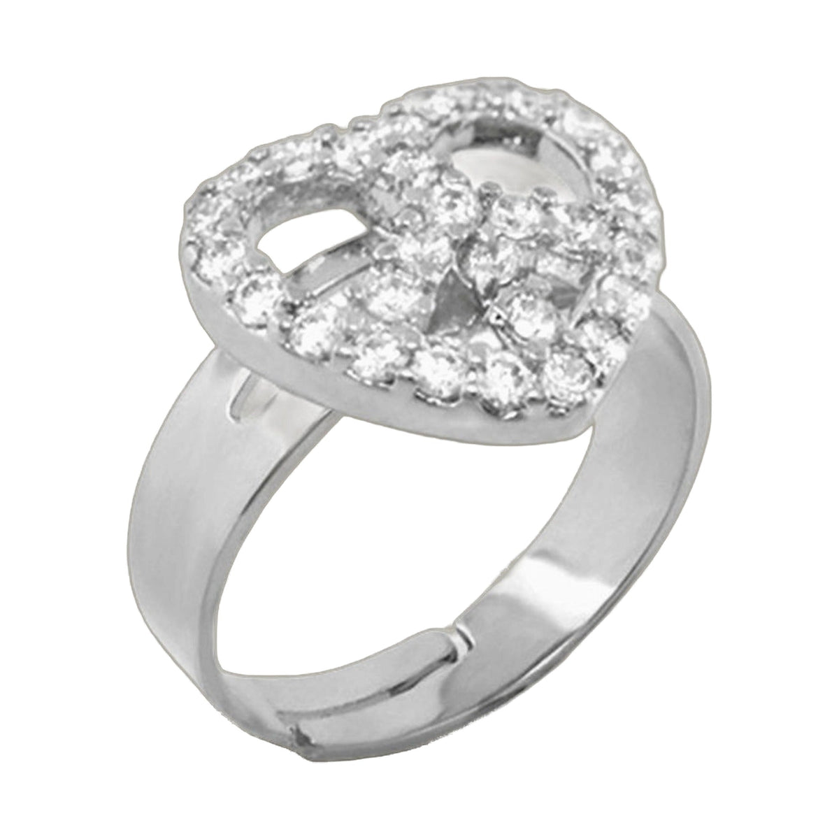 Peace Sign Heart Girls Ring by Lauren G Adams, silver-tone band with crystal cluster centerpiece on Tampa Home & Garden Store